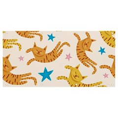 Cute Cats Seamless Pattern With Stars Funny Drawing Kittens Banner And Sign 8  X 4  by Simbadda