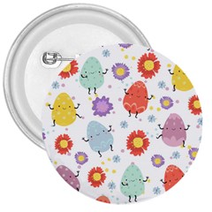 Easter Seamless Pattern With Cute Eggs Flowers 3  Buttons by Simbadda