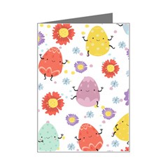 Easter Seamless Pattern With Cute Eggs Flowers Mini Greeting Card by Simbadda