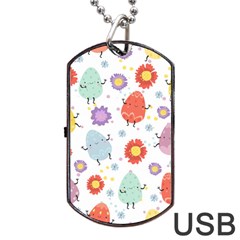 Easter Seamless Pattern With Cute Eggs Flowers Dog Tag Usb Flash (one Side) by Simbadda