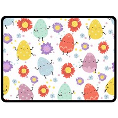 Easter Seamless Pattern With Cute Eggs Flowers Two Sides Fleece Blanket (large) by Simbadda