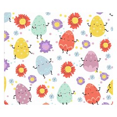 Easter Seamless Pattern With Cute Eggs Flowers Two Sides Premium Plush Fleece Blanket (small) by Simbadda