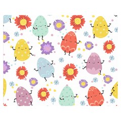 Easter Seamless Pattern With Cute Eggs Flowers Two Sides Premium Plush Fleece Blanket (medium) by Simbadda