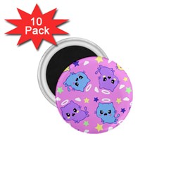 Seamless Pattern With Cute Kawaii Kittens 1 75  Magnets (10 Pack)  by Simbadda