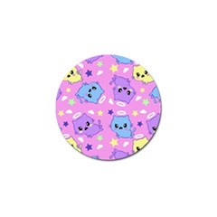 Seamless Pattern With Cute Kawaii Kittens Golf Ball Marker by Simbadda