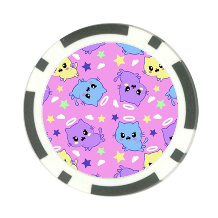 Seamless Pattern With Cute Kawaii Kittens Poker Chip Card Guard