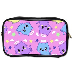 Seamless Pattern With Cute Kawaii Kittens Toiletries Bag (one Side) by Simbadda