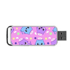 Seamless Pattern With Cute Kawaii Kittens Portable Usb Flash (one Side) by Simbadda