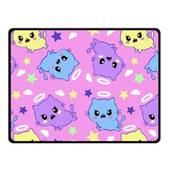 Seamless Pattern With Cute Kawaii Kittens Two Sides Fleece Blanket (small) by Simbadda