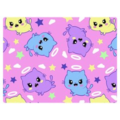 Seamless Pattern With Cute Kawaii Kittens Two Sides Premium Plush Fleece Blanket (extra Small) by Simbadda