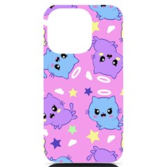 Seamless Pattern With Cute Kawaii Kittens Iphone 14 Pro Black Uv Print Case by Simbadda