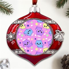 Seamless Pattern With Cute Kawaii Kittens Metal Snowflake And Bell Red Ornament