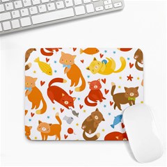 Seamless Pattern With Kittens White Background Small Mousepad by Simbadda