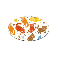 Seamless Pattern With Kittens White Background Sticker Oval (10 Pack) by Simbadda