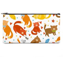 Seamless Pattern With Kittens White Background Pencil Case by Simbadda