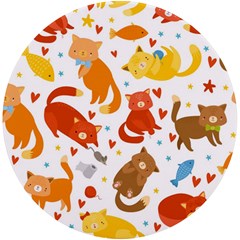 Seamless Pattern With Kittens White Background Uv Print Round Tile Coaster