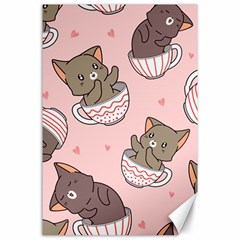 Seamless Pattern Adorable Cat Inside Cup Canvas 24  X 36 