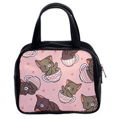 Seamless Pattern Adorable Cat Inside Cup Classic Handbag (two Sides) by Simbadda