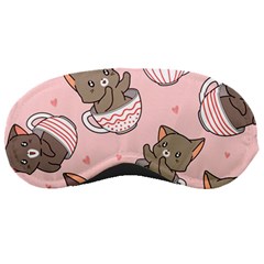 Seamless Pattern Adorable Cat Inside Cup Sleeping Mask by Simbadda