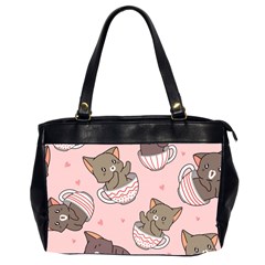 Seamless Pattern Adorable Cat Inside Cup Oversize Office Handbag (2 Sides) by Simbadda