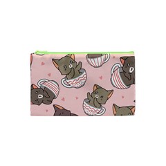 Seamless Pattern Adorable Cat Inside Cup Cosmetic Bag (xs) by Simbadda