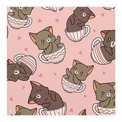 Seamless Pattern Adorable Cat Inside Cup Banner And Sign 3  X 3  by Simbadda