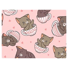 Seamless Pattern Adorable Cat Inside Cup Two Sides Premium Plush Fleece Blanket (extra Small) by Simbadda