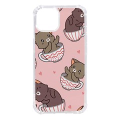 Seamless Pattern Adorable Cat Inside Cup Iphone 14 Tpu Uv Print Case by Simbadda