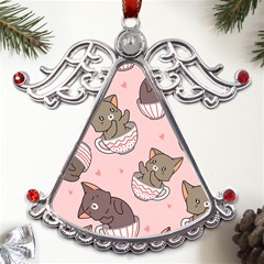 Seamless Pattern Adorable Cat Inside Cup Metal Angel With Crystal Ornament by Simbadda