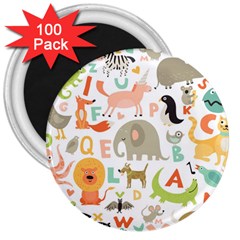 Children Alphabet Seamless Pattern 3  Magnets (100 Pack) by Simbadda