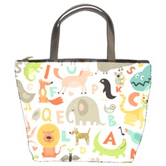 Children Alphabet Seamless Pattern Bucket Bag by Simbadda