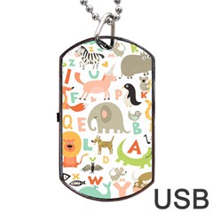 Children Alphabet Seamless Pattern Dog Tag Usb Flash (two Sides) by Simbadda