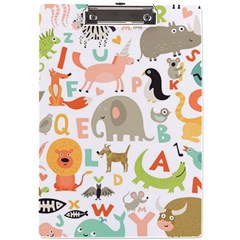 Children Alphabet Seamless Pattern A4 Acrylic Clipboard by Simbadda