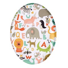 Children Alphabet Seamless Pattern Oval Glass Fridge Magnet (4 Pack) by Simbadda