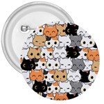 Cute Cat Kitten Cartoon doodle Seamless Pattern 3  Buttons Front