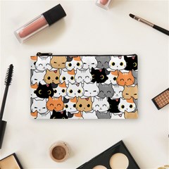 Cute Cat Kitten Cartoon Doodle Seamless Pattern Cosmetic Bag (small) by Simbadda