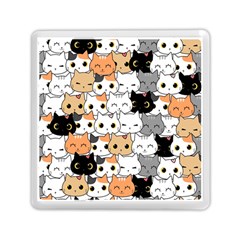 Cute Cat Kitten Cartoon Doodle Seamless Pattern Memory Card Reader (square) by Simbadda