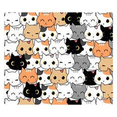 Cute Cat Kitten Cartoon Doodle Seamless Pattern Two Sides Premium Plush Fleece Blanket (small) by Simbadda