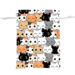 Cute Cat Kitten Cartoon Doodle Seamless Pattern Lightweight Drawstring Pouch (xl) by Simbadda