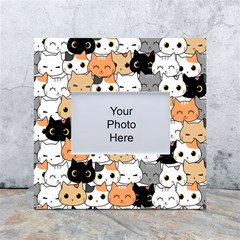 Cute Cat Kitten Cartoon Doodle Seamless Pattern White Box Photo Frame 4  X 6  by Simbadda