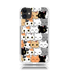 Cute Cat Kitten Cartoon Doodle Seamless Pattern Iphone 11 Tpu Uv Print Case by Simbadda