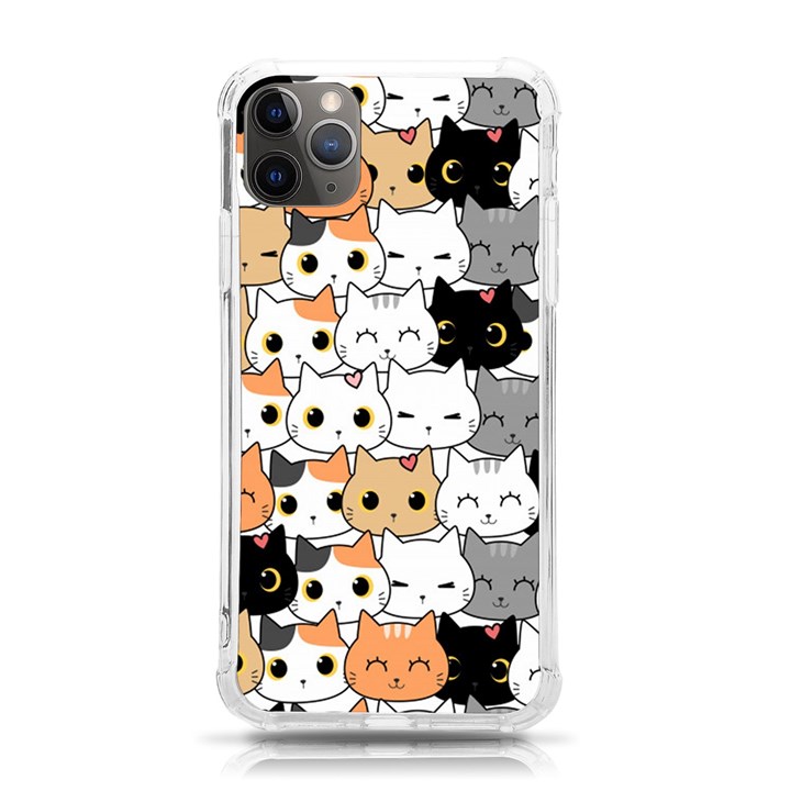 Cute Cat Kitten Cartoon doodle Seamless Pattern iPhone 11 Pro Max 6.5 Inch TPU UV Print Case