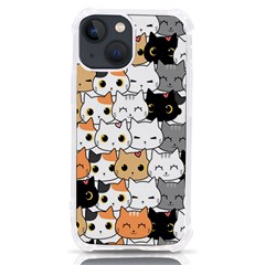 Cute Cat Kitten Cartoon Doodle Seamless Pattern Iphone 13 Mini Tpu Uv Print Case by Simbadda