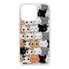 Cute Cat Kitten Cartoon Doodle Seamless Pattern Iphone 13 Pro Tpu Uv Print Case by Simbadda