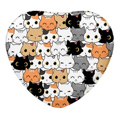 Cute Cat Kitten Cartoon Doodle Seamless Pattern Heart Glass Fridge Magnet (4 Pack) by Simbadda