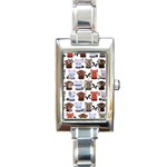 Seamless Pattern With Cute Little Kittens Various Color Rectangle Italian Charm Watch Front