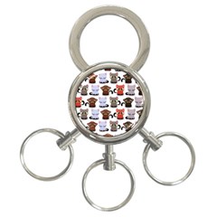 Seamless Pattern With Cute Little Kittens Various Color 3-ring Key Chain by Simbadda