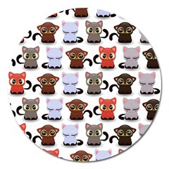 Seamless Pattern With Cute Little Kittens Various Color Magnet 5  (round) by Simbadda