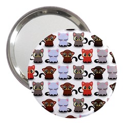 Seamless Pattern With Cute Little Kittens Various Color 3  Handbag Mirrors by Simbadda