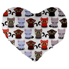 Seamless Pattern With Cute Little Kittens Various Color Large 19  Premium Heart Shape Cushions by Simbadda